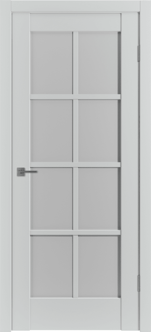 Дверное полотно W HDS 20 серое, стекло белое матовое, АНГЛИЙСКАЯ РЕШЕТКА