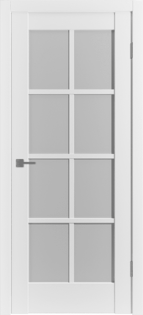 Дверное полотно W HDS 20 белое, стекло белое матовое, АНГЛИЙСКАЯ РЕШЕТКА