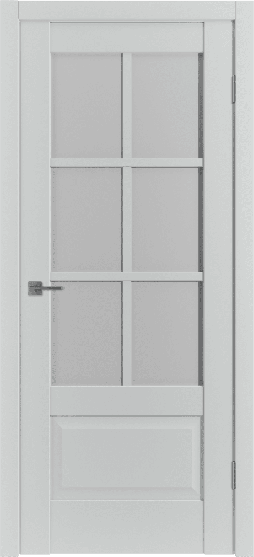 Дверное полотно W HDS 21 серое, стекло белое матовое, АНГЛИЙСКАЯ РЕШЕТКА