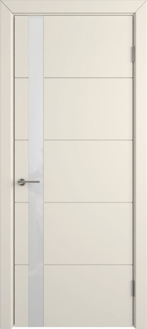 Дверное полотно 38 Trust Эмаль Слоновая кость, БЕЛОЕ СТЕКЛО