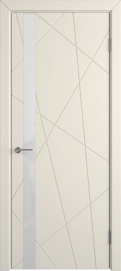 Дверное полотно 38 Flow Эмаль Слоновая кость, БЕЛОЕ СТЕКЛО